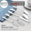 18/10 Stainless Steel Flatware Silverware Set for 12, E-far 60-Piece Cutlery Metal Eating Utensil Tableware Forks and Spoon Sets for Restaurant Wedding - Simple Fancy Style & Dishwasher Safe view 4