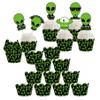 48Pcs Alien Cupcake Wrappers and Toppers Set Alien Cupcake Holders with Treat Picks Kit UFO Alien Themed Party Decorations Party Supplies for UFO FANS LOVERS Birthday view 4