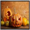 wall26 Framed Canvas Print Wall Art Spooky Face Autumn Pumpkins Celebration & Holiday Halloween Photography Modern Art Decorative for Living Room, Bedroom, Office - 16"x24" BLACK view 1