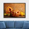 wall26 Framed Canvas Print Wall Art Spooky Face Autumn Pumpkins Celebration & Holiday Halloween Photography Modern Art Decorative for Living Room, Bedroom, Office - 16"x24" BLACK view 2
