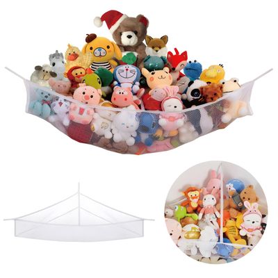 X-Large Stuffed Animal Storage Net, Holds 60 Plushies, White