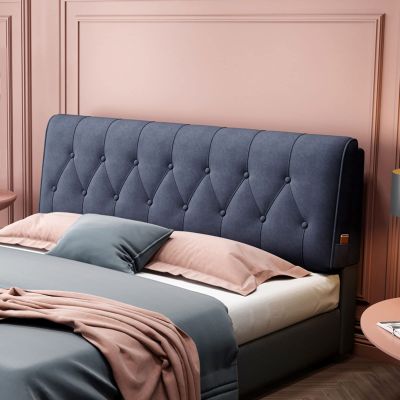 Fleece Bed Back Headboard Pillow Large Reading Backrest Positioning Support Wedge Bolster for Day Bed Bunk Bed with Removable Cover,B,with headboard 53"/135cm