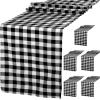 6 Pack Buffalo Check Table Runners 14x72inch Black and White Buffalo Plaid Classic Farmhouse Table Runner Buffalo Check Collection for Wedding Family Dinner Thanksgiving Christmas Decorations view 1