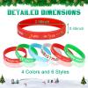 JUNEBRUSHS 42Pcs Christmas Silicone Bracelets, Rubber Wristbands Christmas Party Favors for Kids Decorations for Xmas Stocking Stuffers Wrist Band Accessories Gifts Supplies view 2