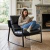 DUOMAY Mid-Century Accent Chair Armchair, Comfy PU Leather Leisure Chair Lazy Chair with Metal Leg for Living Room Bedroom Office Apartment, Black view 1