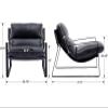 DUOMAY Mid-Century Accent Chair Armchair, Comfy PU Leather Leisure Chair Lazy Chair with Metal Leg for Living Room Bedroom Office Apartment, Black view 2