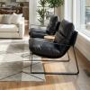 DUOMAY Mid-Century Accent Chair Armchair, Comfy PU Leather Leisure Chair Lazy Chair with Metal Leg for Living Room Bedroom Office Apartment, Black view 4