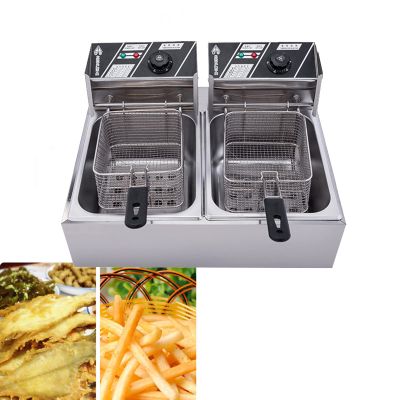 Niczu 20 Liters Commercial Deep Fryer, Suitable for Fried Chicken, French Fries and Fish, Stainless Steel Dual Tank Electric Fryer with Basket