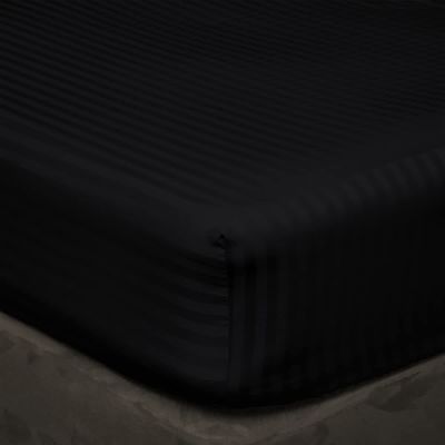 800 Thread Count 30 Inch Deep Pocket Fitted Sheet Set of 3 Pieces, Soft & 100% Egyptian Cotton, Fully Elasticized, Luxury Sheets & Pillowcases-Black Stripe,King Size.