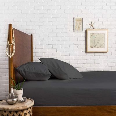 800 Thread Count 16 Inch Deep Pocket Fitted Sheet Set of 3 Pieces, Soft & 100% Egyptian Cotton, Fully Elasticized, Luxury Sheets & Pillowcases-Dark Grey Solid,Cal-King Size.