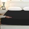 800 Thread Count 16 Inch Deep Pocket Fitted Sheet Set of 3 Pieces, Soft & 100% Egyptian Cotton, Fully Elasticized, Luxury Sheets & Pillowcases-Black Solid,Full Size. view 2