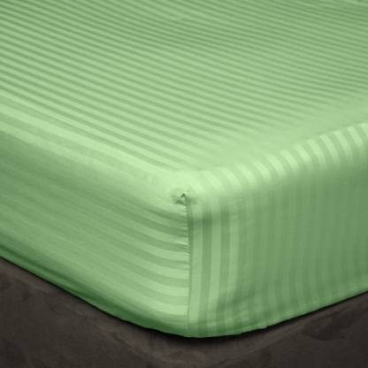 800 Thread Count 14 Inch Deep Pocket Fitted Sheet Set of 3 Pieces, Soft & 100% Egyptian Cotton, Fully Elasticized, Luxury Sheets & Pillowcases-Sage Stripe,Queen Size.