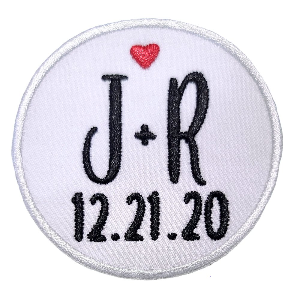 Couples Circle Patch Iron-on or Sew-on Applique Embroidered Patch - Wedding - Relationship - Anniversary - 001
