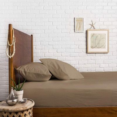 800 Thread Count 22 Inch Deep Pocket Fitted Sheet Set of 3 Pieces, Soft & 100% Egyptian Cotton, Fully Elasticized, Luxury Sheets & Pillowcases-Taupe Solid,Twin-XL Size.