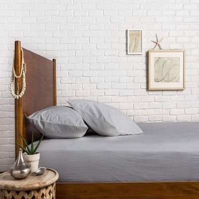 800 Thread Count 22 Inch Deep Pocket Fitted Sheet Set of 3 Pieces, Soft & 100% Egyptian Cotton, Fully Elasticized, Luxury Sheets & Pillowcases-Light Grey Solid,King Size.