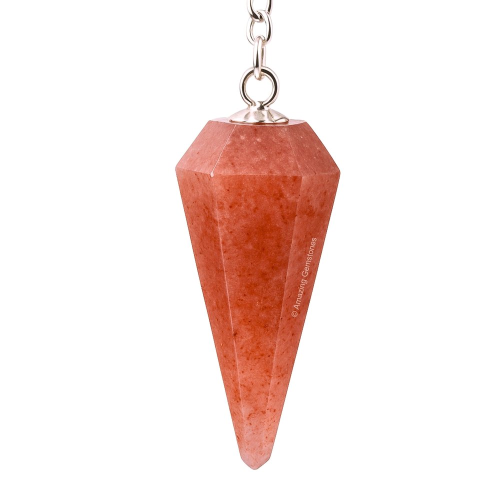 Amazing Gemstone Strawberry Quartz Crystal Pendulum for Divination - Certified Dowsing Crystals and Healing Stones for Chakra Balancing and Meditation - Enhance Reiki Spiritual Growth
