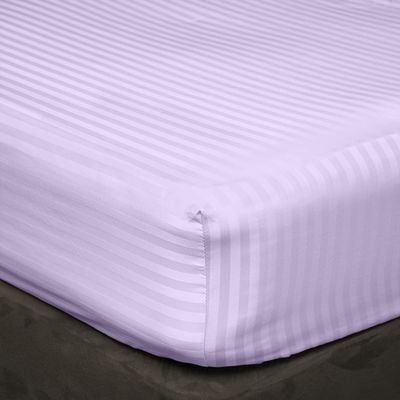 800 Thread Count 22 Inch Deep Pocket Fitted Sheet Set of 3 Pieces, Soft & 100% Egyptian Cotton, Fully Elasticized, Luxury Sheets & Pillowcases-Lavender Stripe,Full-XL Size.