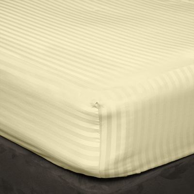 800 Thread Count 30 Inch Deep Pocket Fitted Sheet Set of 3 Pieces, Soft & 100% Egyptian Cotton, Fully Elasticized, Luxury Sheets & Pillowcases-Ivory Stripe,Twin-XL Size.