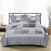 XXRBB Patchwork Bedspread Bed Cover Quilted Coverlet Lightweight Bedding Set, 2 Pillow Shams, Full/Queen(230X250cm) 91X98inch, Grey view 2
