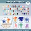 Nuenen 60 Pcs Worry Stones Bulk Heart Mushroom Cross Moon Star Round Shaped Healing Crystal Gemstone Pocket rocks for Balancing Meditation Easter Mother's Day Gift view 2