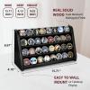 DecoWoodo Challenge Coin Display Case, 4 Row Military Coin Wooden Holder Rack Stand Holds 30 Coins for Desk or Wall Mount, Coin Holders for Collectors (Black Finish) view 2