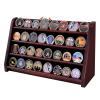 DecoWoodo Challenge Coin Display Case, 4 Row Solid Wood Military Coin Holder Rack Stand Holds 30 Coins for Desk or Wall Mount, Coin Holders for Collectors (Mahogany Finish) view 1