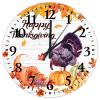 15 Inch Happy Thanksgiving Day Funny Turkey with Pumpkins Maple Leaves Wood Wall Clock Silent Non Ticking Welcome Halloween Thanksgiving Office Decor for Men Round Clock for Living Room Office view 1