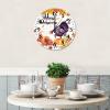 15 Inch Happy Thanksgiving Day Funny Turkey with Pumpkins Maple Leaves Wood Wall Clock Silent Non Ticking Welcome Halloween Thanksgiving Office Decor for Men Round Clock for Living Room Office view 2