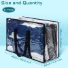8 Pcs Clear Zippered Storage Bags Closet Organizer Vinyl Bag with Reinforced Handle Clothes Storage Organizer Transparent Moving Bags Totes for Bedding Linen. (60 L, 23.6x16.5x9.5 In, Clear, Black) view 2
