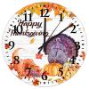 15 Inch Happy Thanksgiving Day Funny Turkey with Pumpkins Maple Leaves Clock Wooden Quality Quartz Non Ticking Seasonal Autumn Harvest Vintage Thanksgiving Wall Clock for Bedroom Round Clock view 1