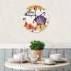 15 Inch Happy Thanksgiving Day Funny Turkey with Pumpkins Maple Leaves Clock Wooden Quality Quartz Non Ticking Seasonal Autumn Harvest Vintage Thanksgiving Wall Clock for Bedroom Round Clock view 2