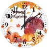 15 Inch Happy Thanksgiving Day Funny Turkey with Pumpkins Maple Leaves Wooden Wall Clock Silent Non-Ticking Autumn Thanksgiving Pumpkin Room Decorative Wall Clock Round Clock for Bedroom view 1