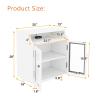 Modern Nightstand, Bedside Table with Storage Shelves and Glass Cabinets End Table with USB Ports Wooden Side Table, for Bedroom, Living Room, Study, Space Saving view 2