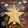 Winpull Christmas Tree Topper Lighted with 6 Pattern Projection Modes, Christmas Star Tree Topper Built-in LED Rotating Lights, Gold 3D Glitter Dynamic Projector for Christmas Decorations view 1