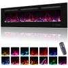 Oxhark Flame 65inch Electric Fireplace in Wall Recessed and Wall Mounted Fireplace Electric, 13 Flame Colors, Realistic Logs &Crystals Fuel Bed, Adjustable Temperature and Timer, 750W/1500W, Black view 1