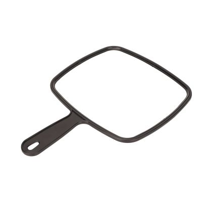 Ymiko Hand Mirror,Handheld Shaving Mirror Thin HD View Anti Slip Small Black Handheld Mirror with Handle for Home and Barber