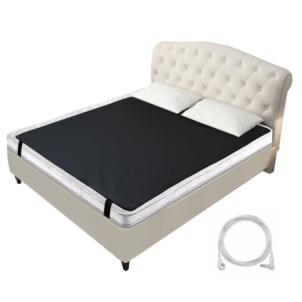 Grounding Mattress Pad for Earthing Conductive Grounding Mat with 15ft Grounding Cord Breathable Grounding Sleep Pad (55" x 71")