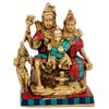 AmiLuv_Collections Shiv Family Shiva Parvati Ganesh and Kartikeya Brass Metal with Golden Finish Statue Idol for Home Dcor Gifts Pooja Temple view 1