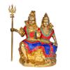 Brass Shiv Parvati Idol Murti Sculpture for Home Office Temple Multicolour Height 9.5 Inches by AmiLuv_Collections view 1
