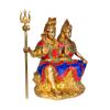 Brass Shiv Parvati Idol Murti Sculpture for Home Office Temple Multicolour Height 9.5 Inches by AmiLuv_Collections view 3