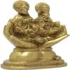 Lord Ganesha and Goddess Laxmi Seated on Palm of Hand Hindu Art and Sculpture for Home Decor 5.5x3.5x2 inch; 750 Grams by AmiLuv_Collections view 2