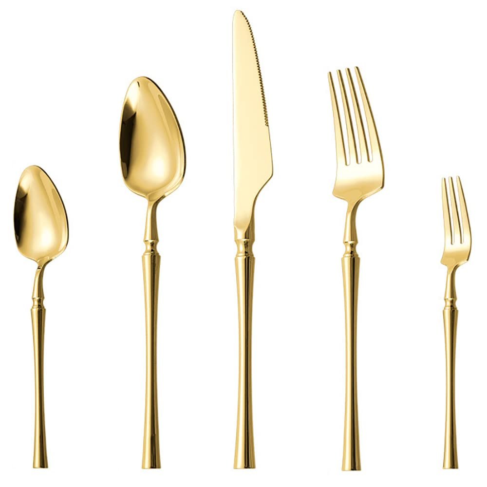30 Piece Gold Silverware Set for 6 Durable 18/10 Stainless Steel Flatware Sets Delicate and Fresh Cutlery Set for Kitchen Restaurant Wedding Mirror Polished Forks Spoons Knifes Tableware Utensil Set