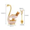 Coffee Dessert Spoon Set, European Style Swan Base Holder Spoon Organizer with 6pcs Spoons, Metal Dessert Flatware Set for Fruit Dessert Ice Cream(Golden White) view 4