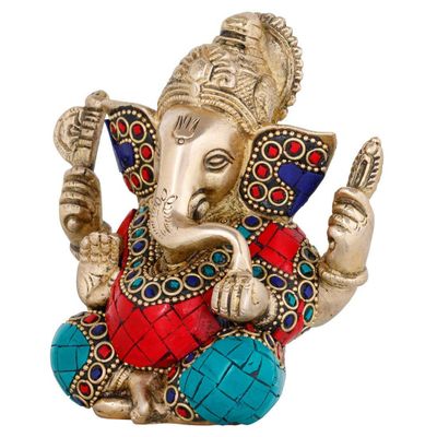 AmiLuv_Collections Ganpati Ganesha Bhagwan Statue Moorti Murti for Entrance Home Decor Diwali Decoration Pooja Ganesh Chaturthi Festival Corporate Good Luck Gift 4.5 Inch