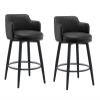Black Barstools Set of 2 with Backs Swivel Bar Island Chairs, Counter Height Bar Stools, Nappa Leather Black Metal Legs Round Upholstered Seat, for Bars, Cafe, Kitchen, Pubs ( Sitting height : 65cm ) view 1