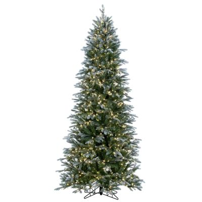 Vickerman 7.5' x 44" Frosted Douglas Fir Fir Artificial Slim Pre-Lit Christmas Tree, Warm White 3mm Low Voltage LED Wide Angle Lights.