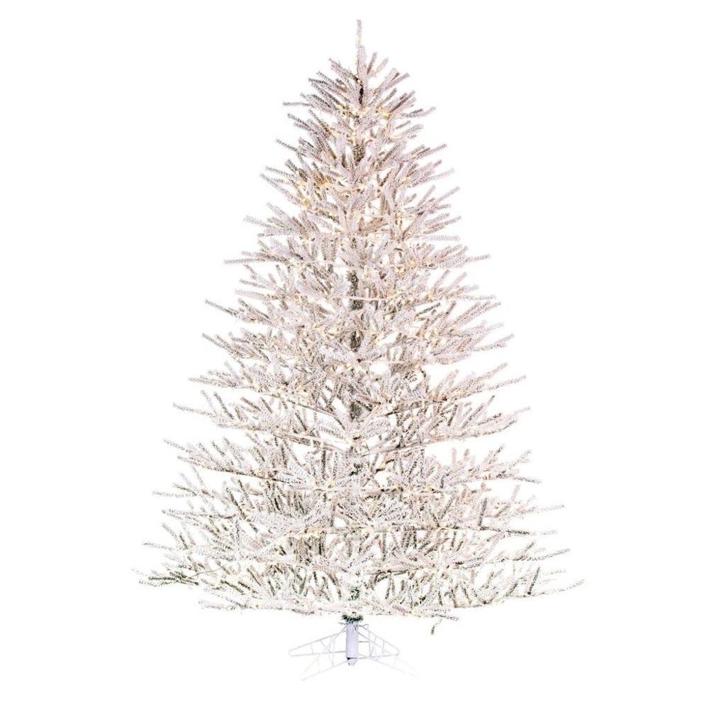 Vickerman 9' x 73" Flocked Pistol Pine Artificial Pre-lit Christmas Tree, Warm White 3mm Low Voltage LED Wide Angle Lights.