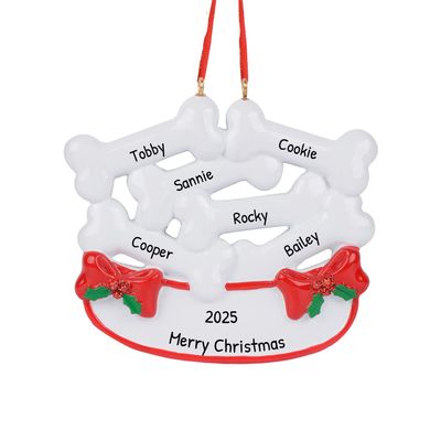 3D Six Bones Christmas Ornament 2025 - Personalized Dog Bones in Bowl Ornaments for Christmas Tree - Custom Dog Ornaments for Xmas Tree - Unique Xmas Gifts for Dogs - Gifts for Dogs Lovers & Pets
