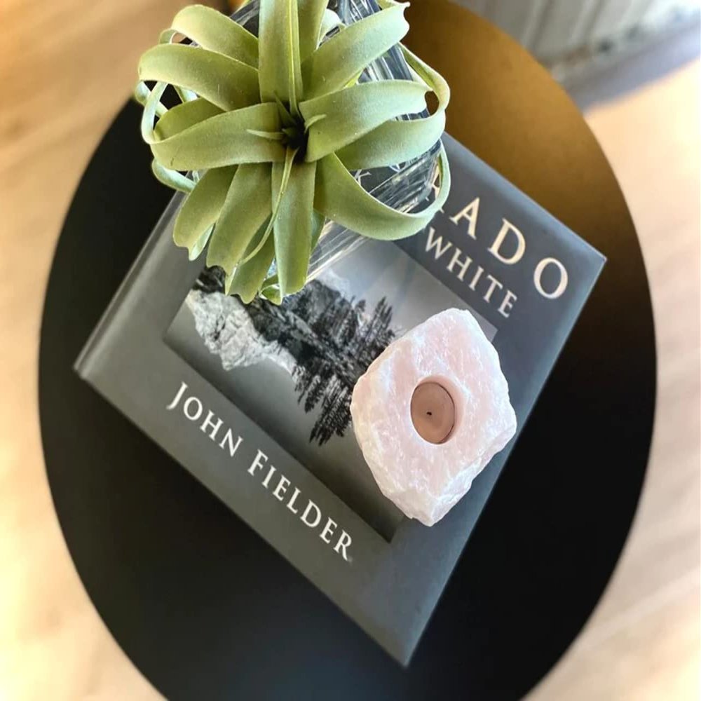 Living Earth Finds Rose Quartz Crystal Candleholder