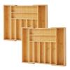 Bamboo Drawer Organizer, 2 Pack - Expandable Silverware Organizer & Utensil Drawer Organizer, Cutlery Tray with Dividers, 7-9 Slots- Premium Kitchen Organizer for Utensils & Flatware (Natural) view 1